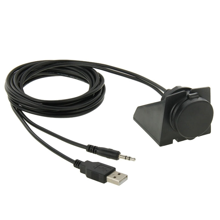 USB 2.0 & 3.5mm Male to Female Extension Cable with Car Flush Mount, Length: 2m - DIY Cables by buy2fix | Online Shopping UK | buy2fix