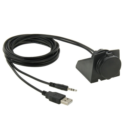 USB 2.0 & 3.5mm Male to Female Extension Cable with Car Flush Mount, Length: 2m - DIY Cables by buy2fix | Online Shopping UK | buy2fix