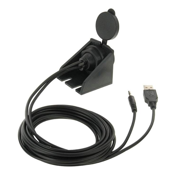USB 2.0 & 3.5mm Male to Female Extension Cable with Car Flush Mount, Length: 2m - DIY Cables by buy2fix | Online Shopping UK | buy2fix