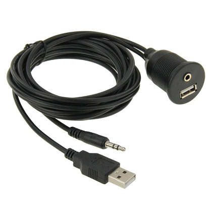 USB 2.0 & 3.5mm Male to Female Extension Cable with Car Flush Mount, Length: 2m - DIY Cables by buy2fix | Online Shopping UK | buy2fix