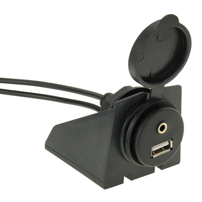 USB 2.0 & 3.5mm Male to Female Extension Cable with Car Flush Mount, Length: 2m - DIY Cables by buy2fix | Online Shopping UK | buy2fix