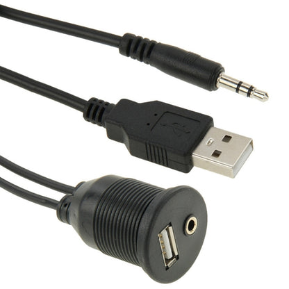 USB 2.0 & 3.5mm Male to Female Extension Cable with Car Flush Mount, Length: 2m - DIY Cables by buy2fix | Online Shopping UK | buy2fix