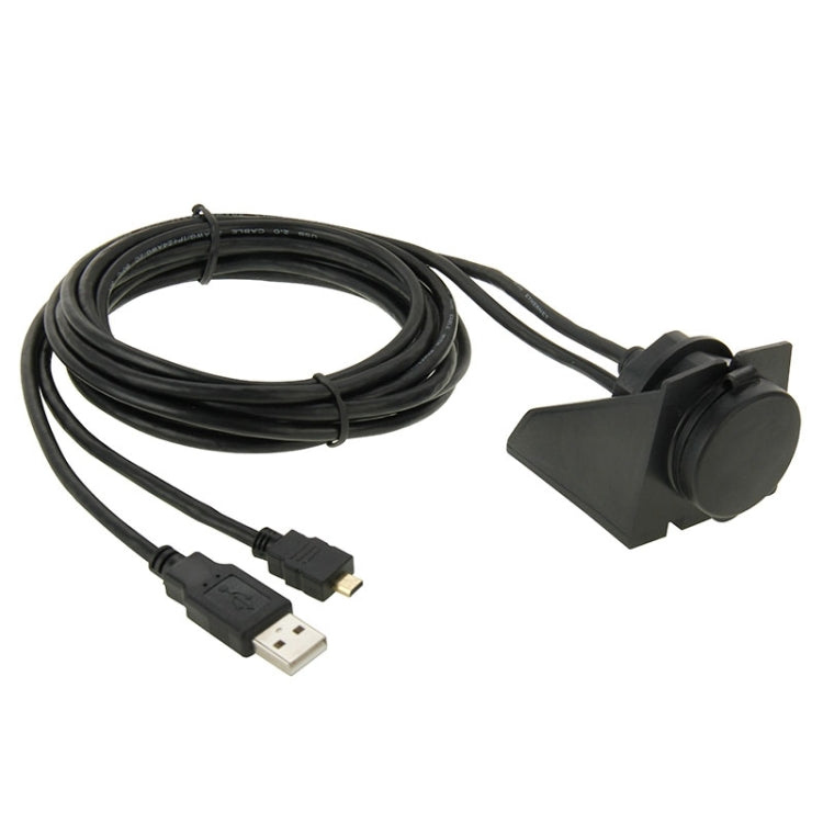 USB 2.0 & Micro HDMI (Type-D) Male to USB 2.0 & HDMI (Type-A) Female Adapter Cable with Car Flush Mount, Length: 2m - DIY Cables by buy2fix | Online Shopping UK | buy2fix