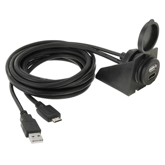 USB 2.0 & Mini HDMI (Type-C) Male to USB 2.0 & HDMI (Type-A) Female Adapter Cable with Car Flush Mount, Length: 2m - DIY Cables by buy2fix | Online Shopping UK | buy2fix