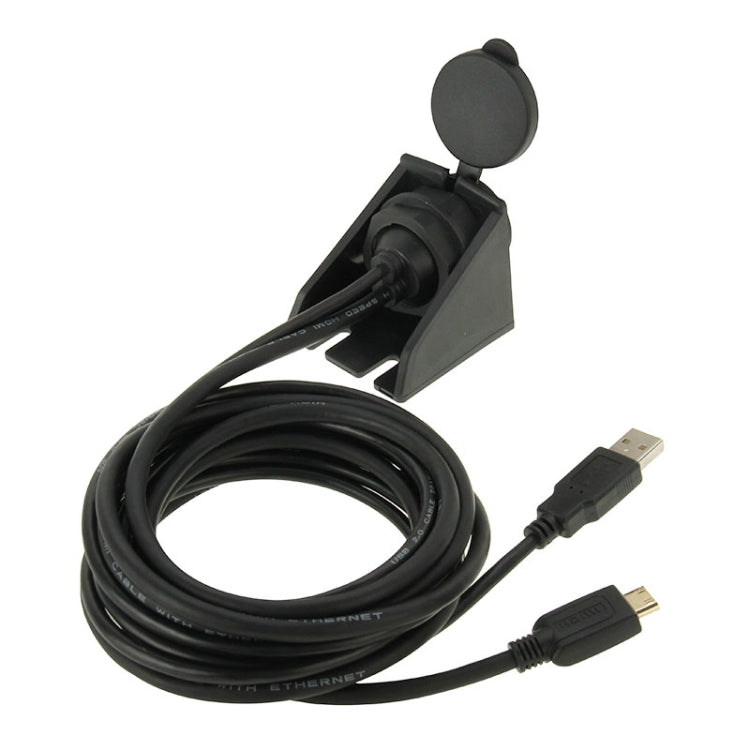 USB 2.0 & Mini HDMI (Type-C) Male to USB 2.0 & HDMI (Type-A) Female Adapter Cable with Car Flush Mount, Length: 2m - DIY Cables by buy2fix | Online Shopping UK | buy2fix