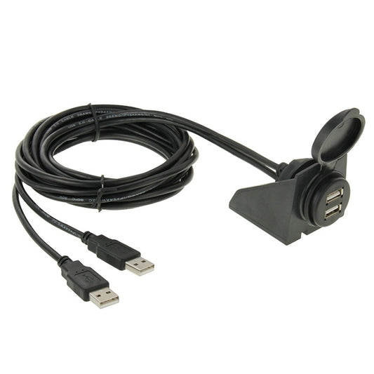 2 USB 2.0 Male to Female Extension Cable with Car Flush Mount, Length: 2m - DIY Cables by buy2fix | Online Shopping UK | buy2fix