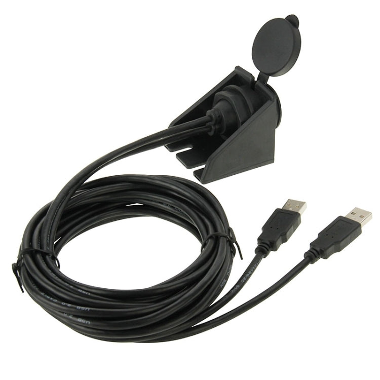 2 USB 2.0 Male to Female Extension Cable with Car Flush Mount, Length: 2m - DIY Cables by buy2fix | Online Shopping UK | buy2fix
