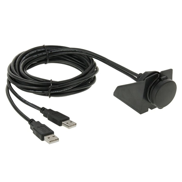 2 USB 2.0 Male to Female Extension Cable with Car Flush Mount, Length: 2m - DIY Cables by buy2fix | Online Shopping UK | buy2fix