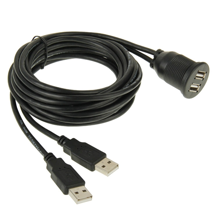 2 USB 2.0 Male to Female Extension Cable with Car Flush Mount, Length: 2m - DIY Cables by buy2fix | Online Shopping UK | buy2fix