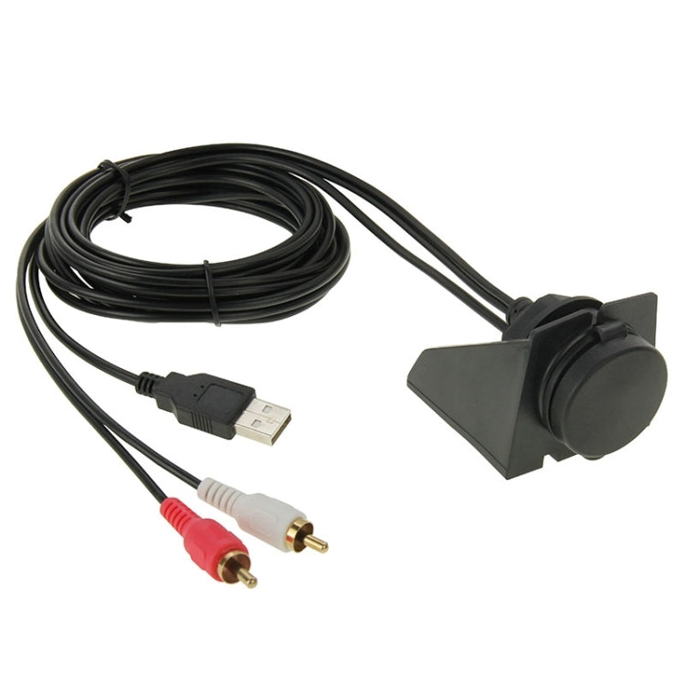 USB 2.0 & 2 RCA Male to USB 2.0 & 3.5mm Female Adapter Cable with Car Flush Mount, Length: 2m - DIY Cables by buy2fix | Online Shopping UK | buy2fix