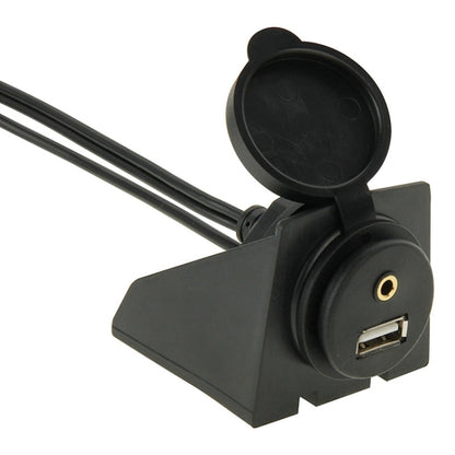 USB 2.0 & 2 RCA Male to USB 2.0 & 3.5mm Female Adapter Cable with Car Flush Mount, Length: 2m - DIY Cables by buy2fix | Online Shopping UK | buy2fix