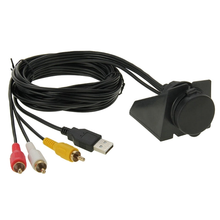 USB 2.0 & 3 RCA Male to USB 2.0 & 3.5mm Female Adapter Cable with Car Flush Mount, Length: 2m - DIY Cables by buy2fix | Online Shopping UK | buy2fix