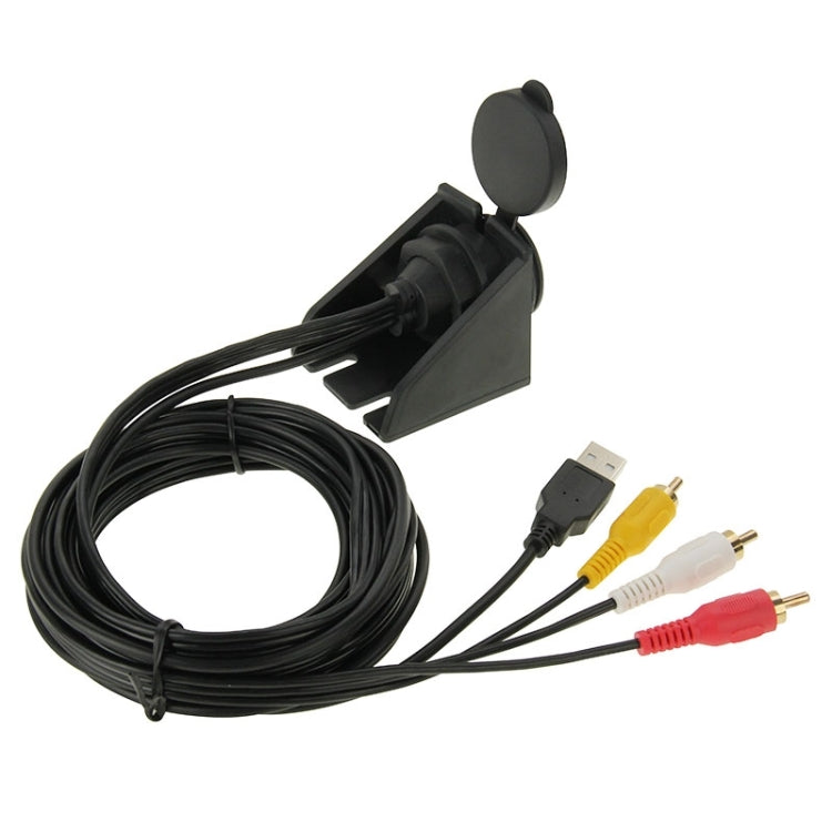 USB 2.0 & 3 RCA Male to USB 2.0 & 3.5mm Female Adapter Cable with Car Flush Mount, Length: 2m - DIY Cables by buy2fix | Online Shopping UK | buy2fix
