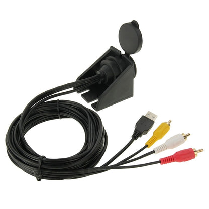 USB 2.0 & 3 RCA Male to USB 2.0 & 3.5mm Female Adapter Cable with Car Flush Mount, Length: 2m - DIY Cables by buy2fix | Online Shopping UK | buy2fix