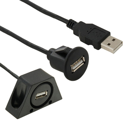 USB 2.0 Male to Female Extension Cable with Car Flush Mount, Length: 2m - DIY Cables by buy2fix | Online Shopping UK | buy2fix