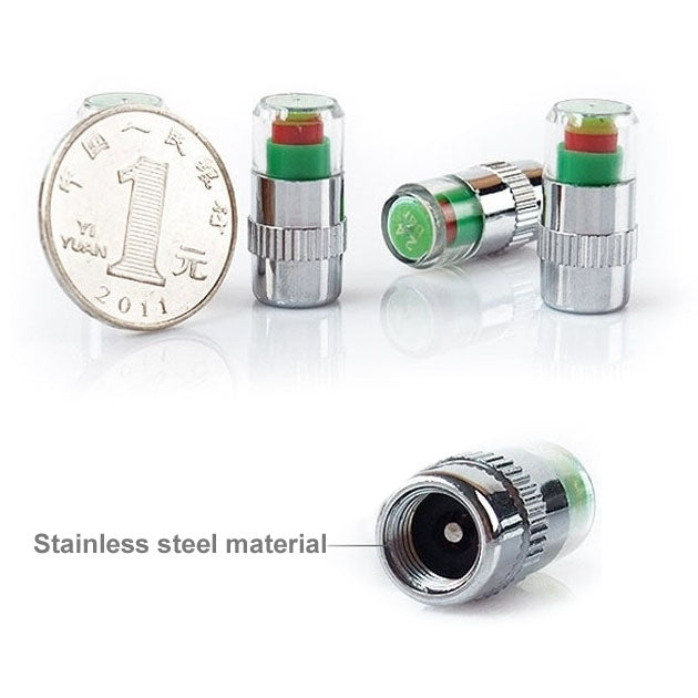 4 PCS 2.4 Bar Tire Pressure Detection Screw Cap - Tire Pressure Gauges by buy2fix | Online Shopping UK | buy2fix