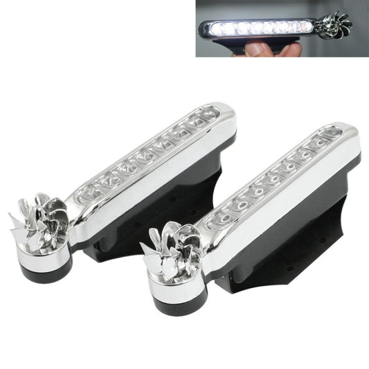 2 PCS 8 White LED Bulbs Wind Powered Decorative Car Lights - Running Lights by buy2fix | Online Shopping UK | buy2fix