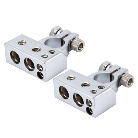 Positive & Negative Set 0 / 4 / 8 AWG Car Battery Terminals(Silver) - Booster Cable & Clip by buy2fix | Online Shopping UK | buy2fix