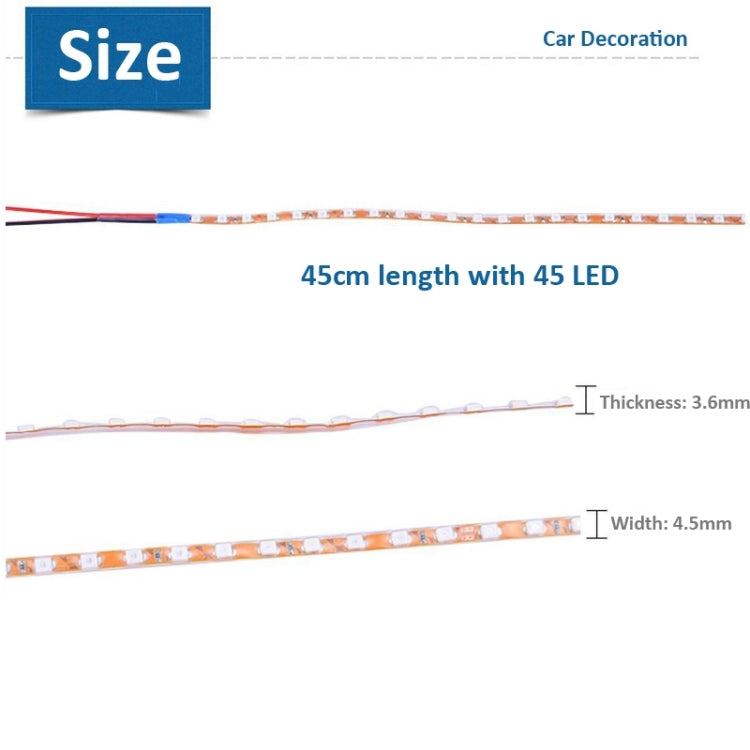 5 PCS Flow Style 45 LED 3528 SMD Waterproof Flexible Car Strip Light for Car Decoration, DC 12V, Length: 45cm - In Car by buy2fix | Online Shopping UK | buy2fix