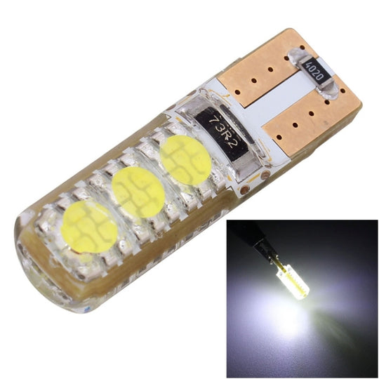 10 pièces T10 3W 300LM Silicone 6 LED SMD 5050 lampe de feux de gabarit de voiture, DC 12V