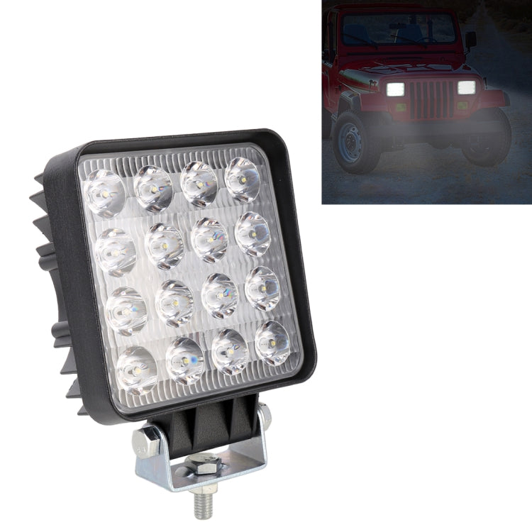 48W Bridgelux 4000lm 16 LED White Light Condenser Engineering Lamp / Waterproof IP67 SUVs Light, DC 10-30V(Black) - Work Lights by buy2fix | Online Shopping UK | buy2fix