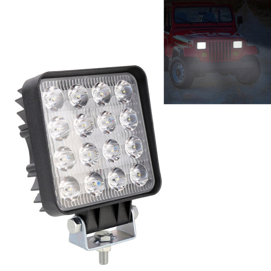 48W Bridgelux 4000lm 16 LED White Light Condenser Engineering Lamp / Waterproof IP67 SUVs Light, DC 10-30V(Black) - Work Lights by buy2fix | Online Shopping UK | buy2fix