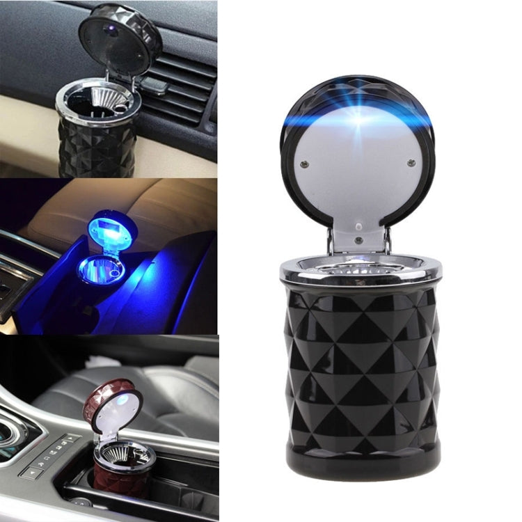 Diamond Facets Car Ashtray with LED Light(Black) by buy2fix