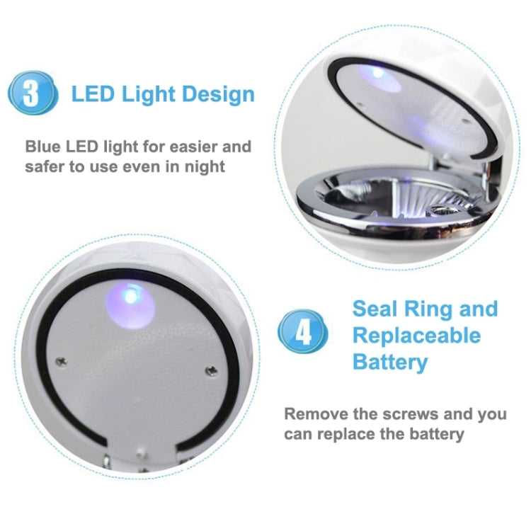 Diamond Facets Car Ashtray with LED Light(White) by buy2fix