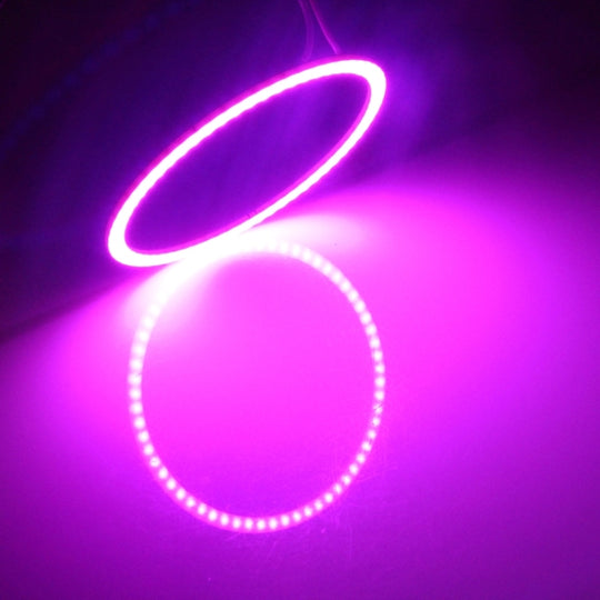 80mm 5W 180LM Angel Eyes Circles Autoscheinwerfer Rosa Licht COB LED-Leuchten für Fahrzeuge, DC 12-24V