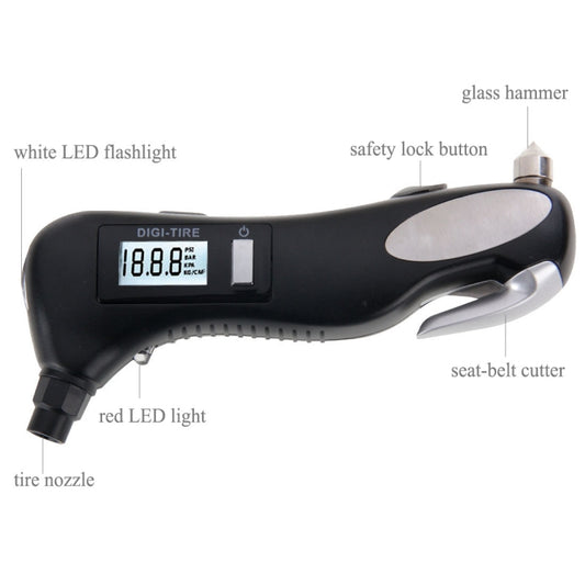 LCD Display Screen Digital Tire Gauge with LED Flashlight, Pressure Range: 2-150PSI - Tire Pressure Gauges by buy2fix | Online Shopping UK | buy2fix