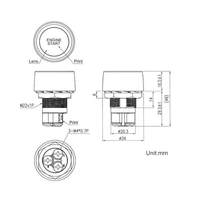 Red Light Push Start Ignition Switch for Racing Sport (DC 12V)(Red) - Car Switches by buy2fix | Online Shopping UK | buy2fix
