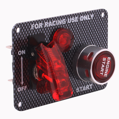 Carbon Fiber Flip-up Start Ignition Switch Panel and Accessories for Racing Sport (DC 12V) - Car Switches by buy2fix | Online Shopping UK | buy2fix