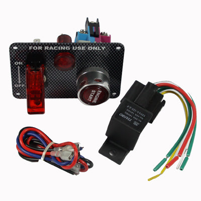 Carbon Fiber Flip-up Start Ignition Switch Panel and Accessories for Racing Sport (DC 12V) - Car Switches by buy2fix | Online Shopping UK | buy2fix