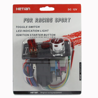 Carbon Fiber Flip-up Start Ignition Switch Panel and Accessories for Racing Sport (DC 12V) - Car Switches by buy2fix | Online Shopping UK | buy2fix