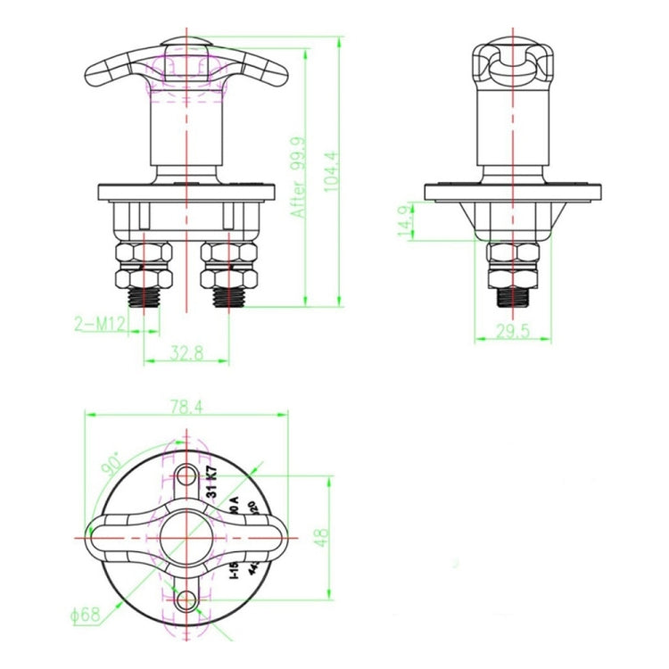Car Battery Master Switch, Installed Hole Spacing: 48mm, DC 12V / 24V - Car Switches by buy2fix | Online Shopping UK | buy2fix