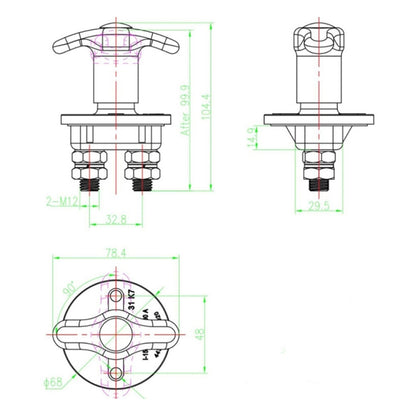 Car Battery Master Switch, Installed Hole Spacing: 48mm, DC 12V / 24V - Car Switches by buy2fix | Online Shopping UK | buy2fix