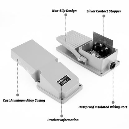TDLT4 AC 380V 5A Anti-slip Metal Case Foot Control Pedal Switch - Door Window Alarm by buy2fix | Online Shopping UK | buy2fix