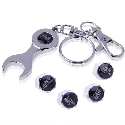 Tire Valve Caps 4 pcs with Wrench Keychain(Silver) by buy2fix
