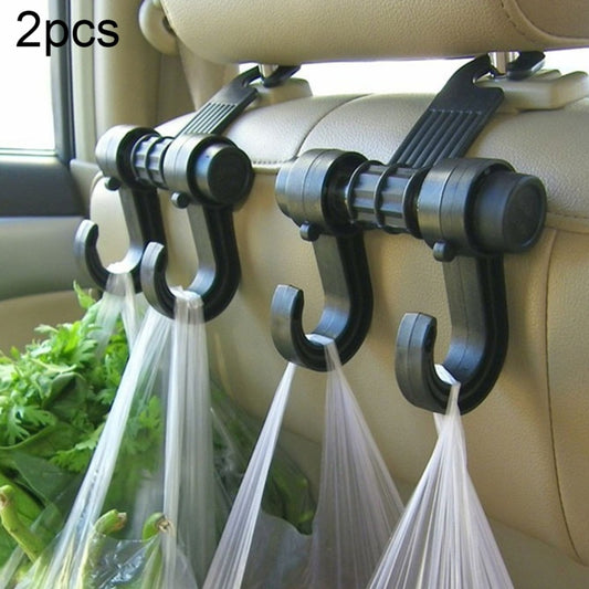 2pcs KANEED Car Vehicle Multi-functional Seat Headrest Bag Hanger Hook Holder Seat Headrest Hanger Hanging Holder Double Hooks(Black) - Auto Fastener & Clips by KANEED | Online Shopping UK | buy2fix