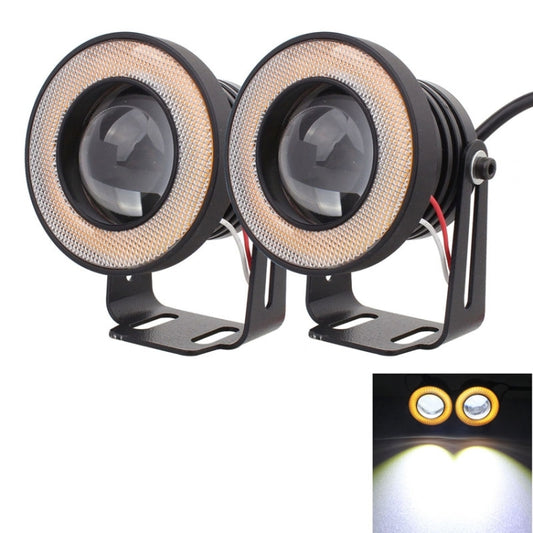 2 PCS 2.5 inch 10W 900LM White + Yellow Light 6500K Waterproof LED Eagle Eye Light for Vehicles, DC 12V, Cable Length: 20cm(Black) - Fog / Driving Lights by buy2fix | Online Shopping UK | buy2fix