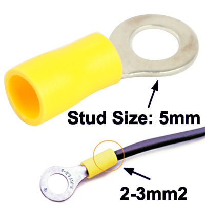 100pcs RV5.5-5.0mm DIY Ring Terminals, Cable size: 2-3mm2 (100pcs in one packaging, the price is for 100pcs) - Booster Cable & Clip by buy2fix | Online Shopping UK | buy2fix