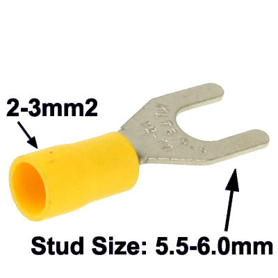 100pcs SV5.5-6.0mm DIY Spade Terminal Connectors, Cable size: 2-3mm2 (100pcs in one packaging, the price is for 100pcs) - Booster Cable & Clip by buy2fix | Online Shopping UK | buy2fix