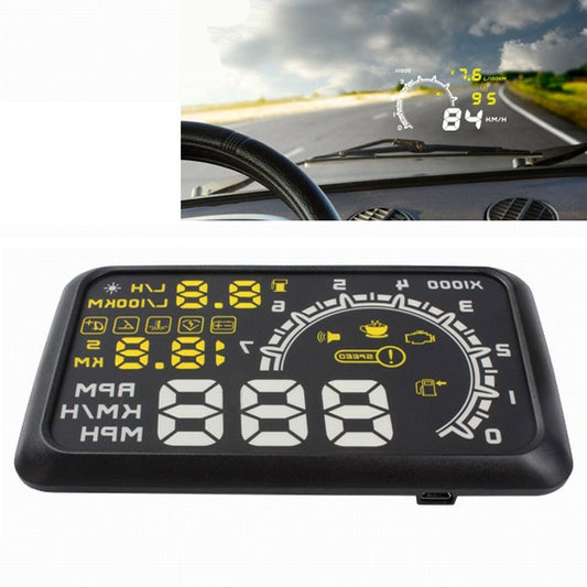 W02 5.5 inch Car OBDII HUD Fuel Consumption Warning System Vehicle-mounted Head Up Display Projector with LED by buy2fix