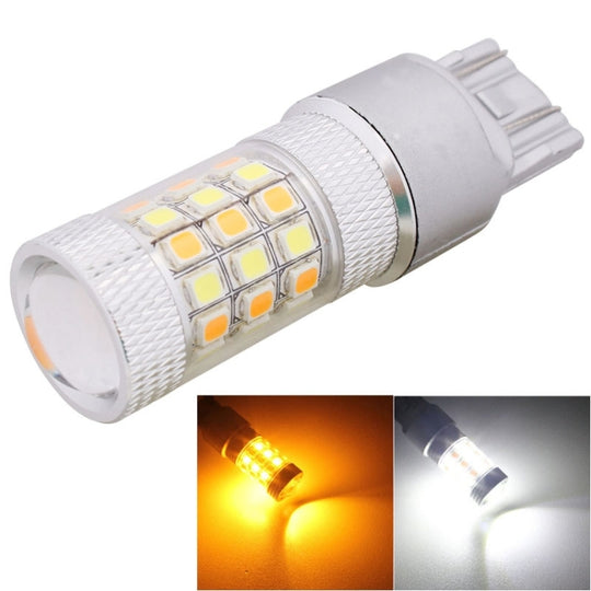 T20/7443 8W 420LM lumière blanche + jaune 42 LED 2835 SMD, feu stop de voiture, ampoule de direction, DC 12V