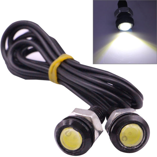 2 STÜCKE 2x 2W Wasserdichtes Adlerauge-Licht Weißes LED-Licht für Fahrzeuge, Kabellänge: 60 cm (Schwarz)