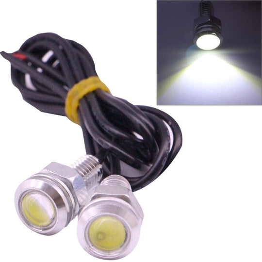 2 STÜCKE 2x 2W Wasserdichtes Adleraugenlicht Weißes LED-Licht für Fahrzeuge, Kabellänge: 60 cm (Silber)