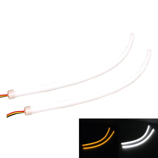 2 STÜCKE 4,5 W 270 LM 6500 K 597-577 nm Weiß + Gelb Verdrahtete LED-Röhre Tagfahrlicht DRL-Lenklampe, DC12 V, Lampenlänge: 45 cm
