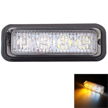 12W 720LM 6500K 577-597nm 4-LED White + Yellow Light Wired Car Flashing Warning Signal Lamp, DC12-24V, Wire Length: 95cm - Warning Lights by buy2fix | Online Shopping UK | buy2fix