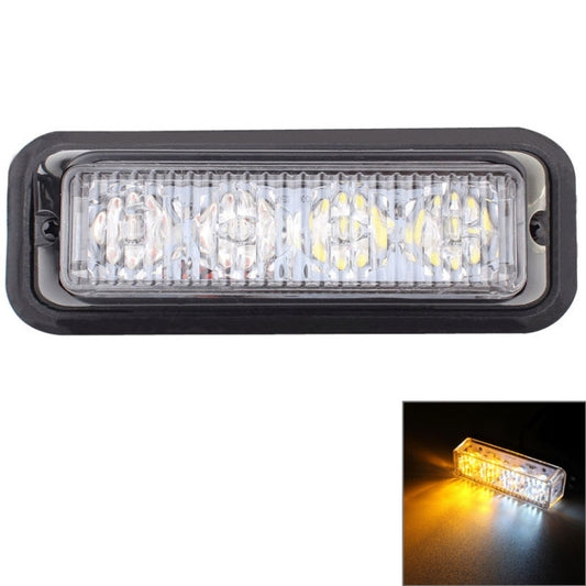 12W 720LM 6500K 577-597nm 4-LED White + Yellow Light Wired Car Flashing Warning Signal Lamp, DC12-24V, Wire Length: 95cm - Warning Lights by buy2fix | Online Shopping UK | buy2fix