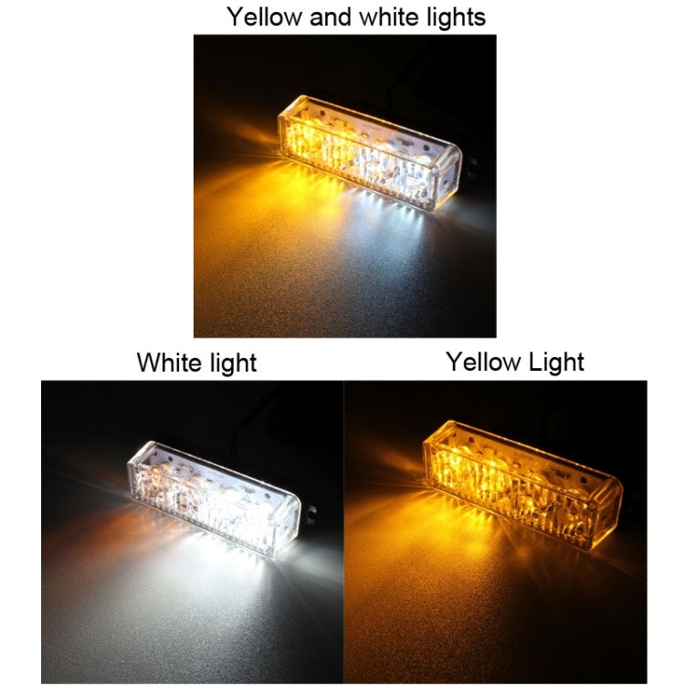 12W 720LM 6500K 577-597nm 4-LED White + Yellow Light Wired Car Flashing Warning Signal Lamp, DC12-24V, Wire Length: 95cm - Warning Lights by buy2fix | Online Shopping UK | buy2fix